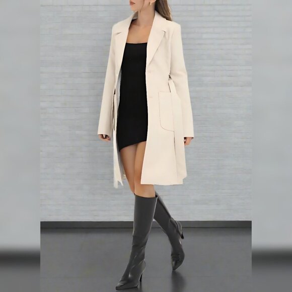 NWT REVOLVE RUMORED - S Faux Leather Matrix Trench Coat In Cream - Picture 3 of 10